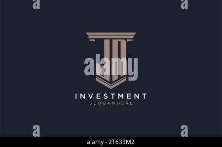 JN Initial Logo im Säulenstil, Inspiration für Designideen für das Logo der Luxuskanzlei Stock Vektor