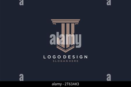 JK Initial Logo im Säulenstil, Inspiration für Designideen für das Logo der Luxuskanzlei Stock Vektor