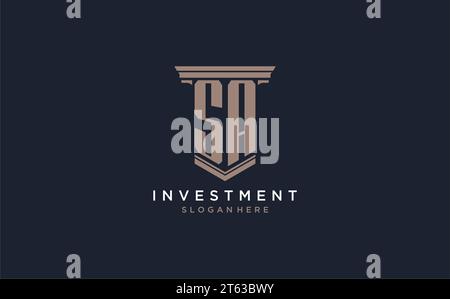 SA Initial Logo im Säulenstil, Inspiration für Designideen für das Logo der Luxuskanzlei Stock Vektor