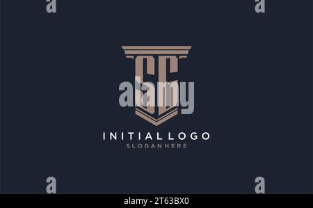 SG Initial Logo im Säulenstil, Inspiration für Designideen für das Logo der Luxuskanzlei Stock Vektor