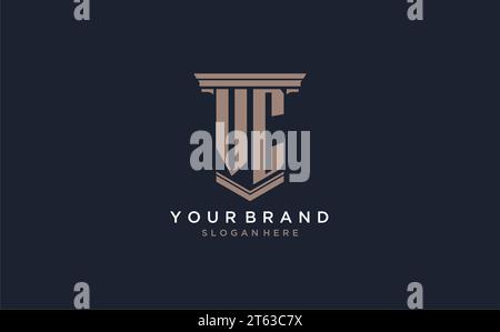 VC Initial Logo im Säulenstil, Inspiration für Designideen für das Logo der Luxuskanzlei Stock Vektor