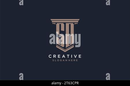 SD Initial Logo im Säulenstil, Inspiration für Designideen für das Logo der Luxuskanzlei Stock Vektor