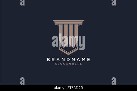 VV-Initiallogo im Säulenstil, Inspiration für Designideen für das Logo der Luxuskanzlei Stock Vektor