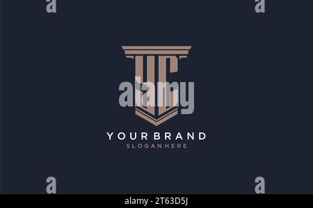 YC Initial Logo im Säulenstil, Inspiration für Designideen für das Logo der Luxuskanzlei Stock Vektor