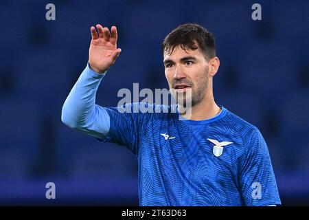 Alessio Romagnoli von SS-Lazio geübt während des UEFA Champions League-Spiels zwischen SS Latium und Feyenoord im Stadio Olimpico Rom Italien am 7. November Stockfoto