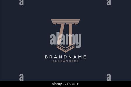 ZI Initial Logo im Säulenstil, Inspiration für Designideen für das Logo der Luxuskanzlei Stock Vektor