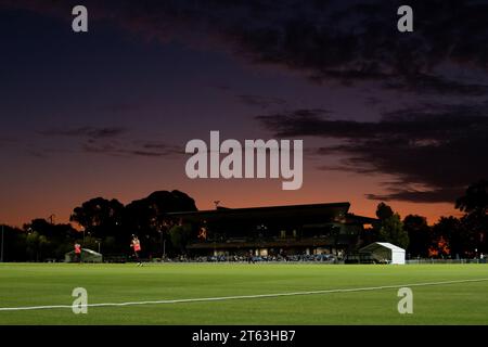 Adelaide, Australien. November 2023. Adelaide, Australien, 8. November 2023: Ein großer Blick in das Oval während des Spiels der Weber Women's Big Bash League 09 zwischen Adelaide Strikers und Melbourne Renegades im Karen Rolton Oval in Adelaide, Australien (Noe Llamas/SPP) Credit: SPP Sport Press Photo. /Alamy Live News Stockfoto