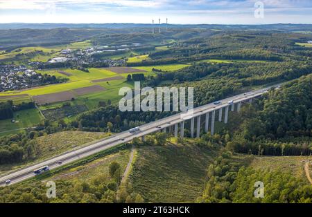 Luftaufnahme, Autobahnbrücke, A45, baufällige Viadukte, Verkehrsinfrastruktur, geplanter Abriss, geplanter Neubau, die Autobahn GmbH des BU Stockfoto