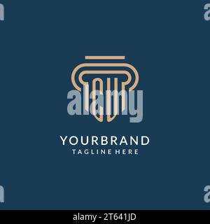 Anfängliche CU Säule Logo Stil, Luxus moderne Anwaltskanzlei Logo Design Vektorgrafik Stock Vektor
