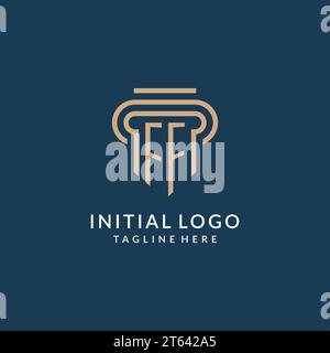 Anfängliche FF Säule Logo Stil, Luxus moderne Anwaltskanzlei Logo Design Vektorgrafik Stock Vektor