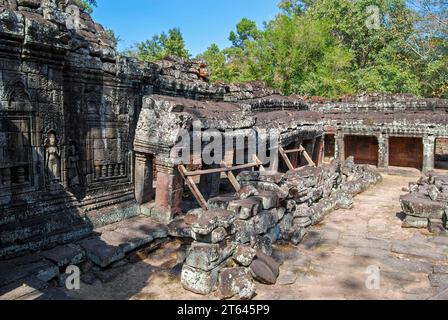 Der Innenhof des Banteay Kdei Tempels. Angkor Thom. Kambodscha Stockfoto