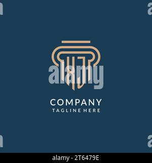 Erster XJ-Säulen-Logo-Stil, luxuriöse moderne Anwaltskanzlei-Logo-Design-Vektorgrafik Stock Vektor