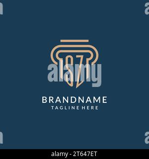 Erste SZ Säule Logo Stil, Luxus moderne Anwaltskanzlei Logo Design Vektor Grafik Stock Vektor