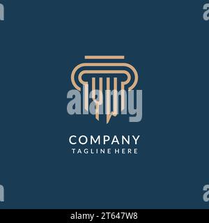 Initial YW Säule Logo Stil, Luxus moderne Anwaltskanzlei Logo Design Vektorgrafik Stock Vektor