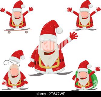 Weihnachtsmann Ganzkörperset. Vektorabbildung Stock Vektor