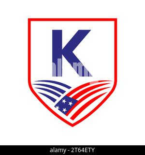 Letter K American Agriculture Logo Vorlage. US-Agrarlogotype nach Alphabet K-Konzept Stock Vektor