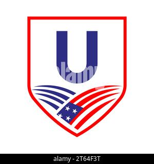 Letter U American Agriculture Logo Vorlage. US-Landwirtschaftslogotype nach Alphabet U-Konzept Stock Vektor