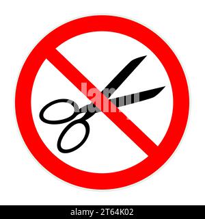 Verbotsschild mit Schere, 2D-Illustration Stockfoto