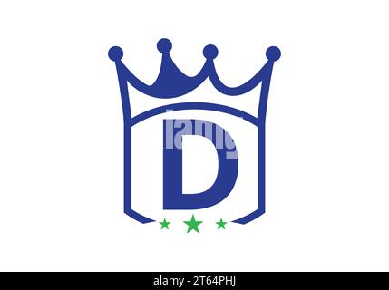 Letter D King Krone Design Vektor Vorlage. Letter-Logo-Icon mit Königskrone-Vorlage Stock Vektor