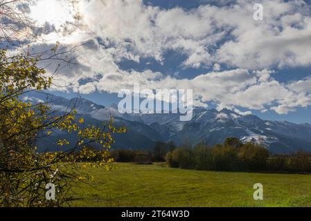 Panorama, Kitzsteinhorn, Berge, hohe Tauern, Pinzgau, Hernst, schneebedeckt Stockfoto