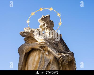 Skulptur, Statue eines heiligen, des Heiligen Nepomuk, des Heiligen Anna am Aigen, Steiermark, Österreich Stockfoto