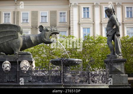 Lindwurmbrunnen, Neuer Platz, Kagenfurt, Kärnten, Österreich Stockfoto