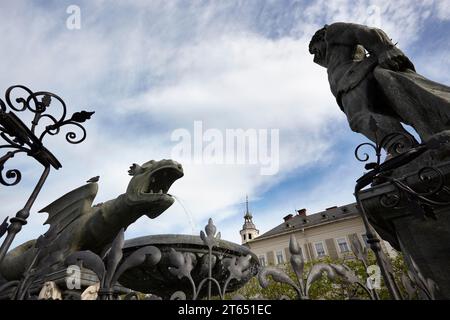 Lindwurmbrunnen, Neuer Platz, Kagenfurt, Kärnten, Österreich Stockfoto