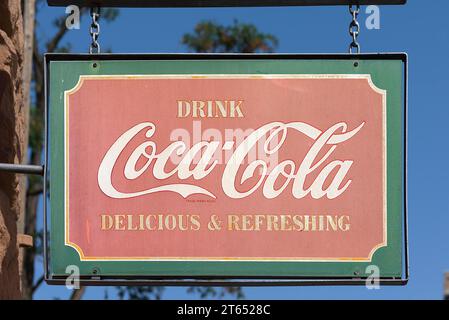 Altes Coca-Cola-Schild in einem gasthaus, Erlangen, Mittelfranken, Bayern, Deutschland Stockfoto