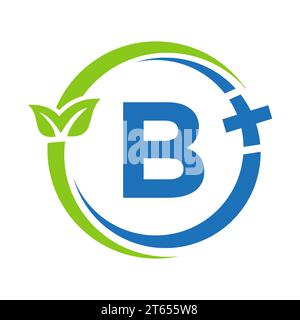 Buchstabe B Healthcare-Logo. Doctor Logo auf Schild mit Buchstabe B. Medical Pharmacy Plus Symbol Design Stock Vektor