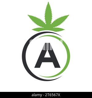 Ein Marihuana-Logo. Cannabis Logo Sign Konzept Ein Alphabet Symbol für Therapie, Medizin und Gesundheitswesen Stock Vektor