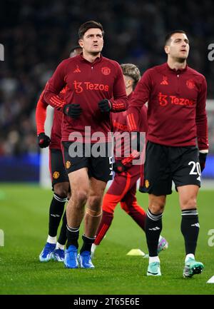 Harry Maguire von Manchester United vor dem Spiel der UEFA Champions League Gruppe A im Parken Stadium in Kopenhagen. Bilddatum: Mittwoch, 8. November 2023. Stockfoto