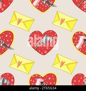 Gruselige Valentinstag nahtlose Muster, Spooky Valentine, Pastel Goth digitale Aufkleber, Alternative Valentinstag Vektor EPS10 Stock Vektor