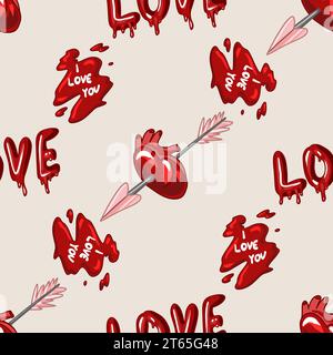 Gruselige Valentinstag nahtlose Muster, Spooky Valentine, Pastel Goth digitale Aufkleber, Alternative Valentinstag Vektor EPS10 Stock Vektor