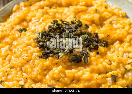 Hausgemachtes Herbstkürbis-Risotto mit Salbei und Butter Stockfoto