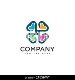 Buntes Kleeblatt-Logo-Design. Vektorabbildung Stock Vektor