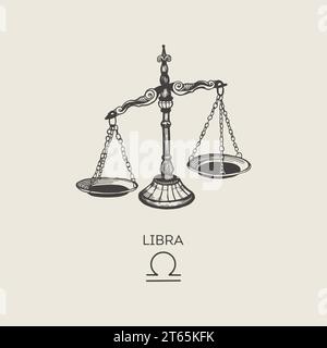 Libra-Sternzeichen im Gravurstil. Stock Vektor