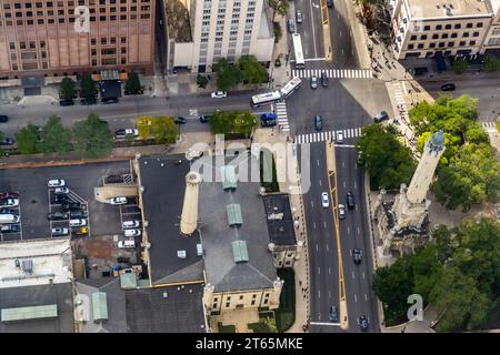 875 North Michigan Avenue ist die Adresse des John Hancock Center. Von der Aussichtsplattform im 94. Stock haben Sie einen guten Überblick über Chicagos Gebäude. Chicago, Usa Stockfoto