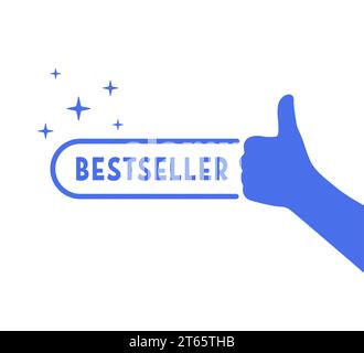Blaues Bestsellersymbol mit Daumen nach oben Stock Vektor