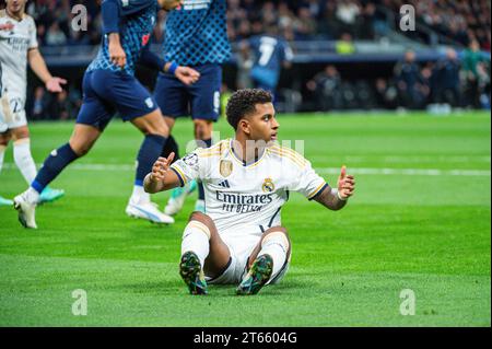 Madrid, Spanien. November 2023. Rodrygo Silva de Goes (Real Madrid) spielte während des Fußballspiels der UEFA Champions League zwischen Real Madrid und Braga am 8. November 2023 im Bernabeu-Stadion in Madrid, Spanien Credit: Independent Photo Agency/Alamy Live News Stockfoto
