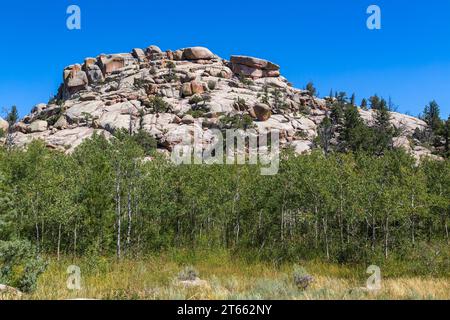 Granitfelsen im Vedauwoo Recreation Area des Medicine Bow National Forest in Wyoming Stockfoto