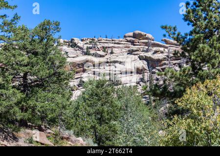 Granitfelsen im Vedauwoo Recreation Area des Medicine Bow National Forest in Wyoming Stockfoto