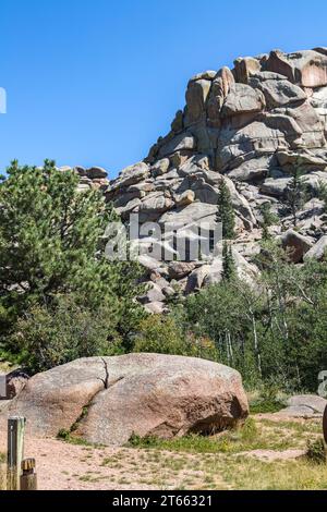 Granitfelsen im Vedauwoo Recreation Area des Medicine Bow National Forest in Wyoming Stockfoto