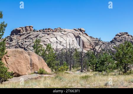 Granitfelsen im Vedauwoo Recreation Area des Medicine Bow National Forest in Wyoming Stockfoto