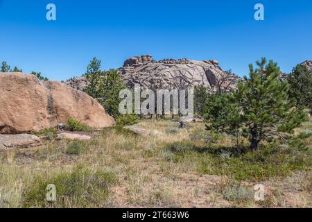 Granitfelsen im Vedauwoo Recreation Area des Medicine Bow National Forest in Wyoming Stockfoto