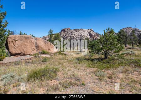 Granitfelsen im Vedauwoo Recreation Area des Medicine Bow National Forest in Wyoming Stockfoto