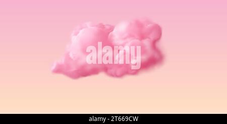 Rosa Himmel. Vektordesign-Vorlage. Kopierbereich. Realistische rosa flauschige Wolke auf verlaufendem lila und gelbem Hintergrund Stock Vektor