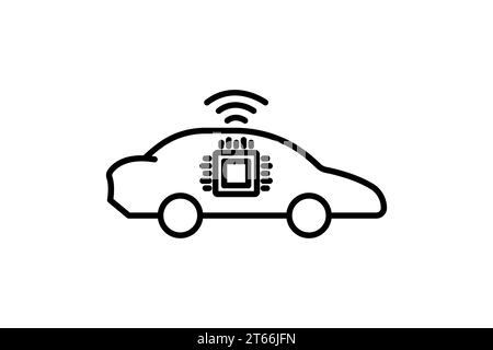 Symbol für autonomes Fahrzeug. Symbol für Gerät, künstliche Intelligenz. Liniensymbolstil. Einfache Vektorkonstruktion bearbeitbar Stock Vektor