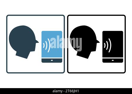 Symbol für Spracherkennung. Symbol für Gerät, künstliche Intelligenz. Symbolstil durchgehend. Einfache Vektorkonstruktion bearbeitbar Stock Vektor