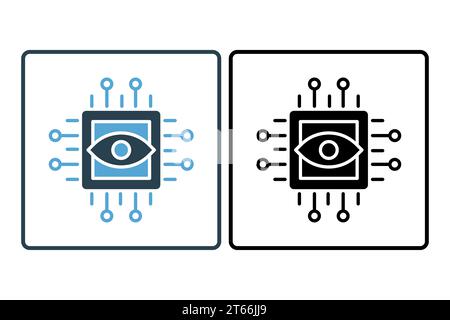 Symbol für Computervision. Symbol für Gerät, künstliche Intelligenz. Symbolstil durchgehend. Einfache Vektorkonstruktion bearbeitbar Stock Vektor