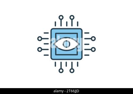 Symbol für Computervision. Symbol für Gerät, künstliche Intelligenz. Symbolstil für flache Linien. Einfache Vektorkonstruktion bearbeitbar Stock Vektor
